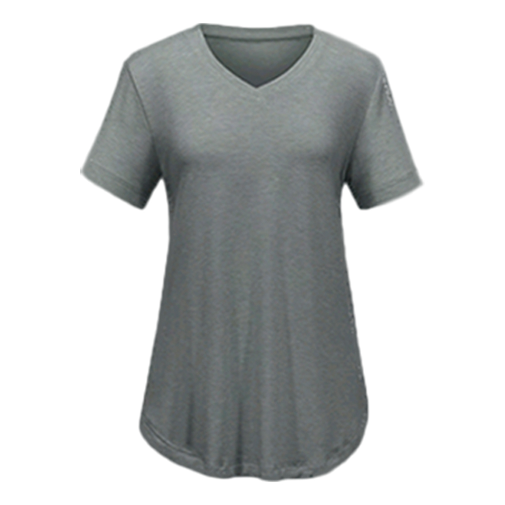 Short Sleeve Shirts for Women Casual V-Neck Plain Tees - Set of 8, Various Color Combinations, Curved Hem Comfort Womenswear