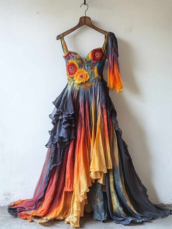 Summer Vacation Rainbow Lace Ruffle Dress 8caf