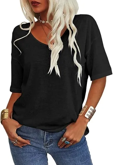 Women's Soft Solid Color Vneck Tshirt (Less than $3 each!)