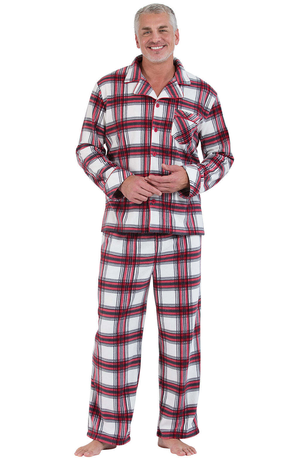 Fireside Plaid Fleece Button-Front Matching Family Pajamas