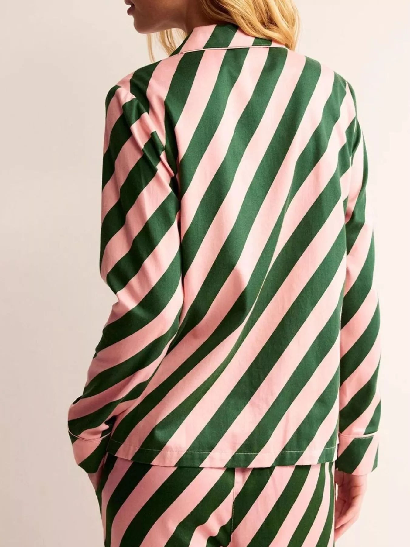 Striped Long Sleeve Shirt and Pants Lounge Set