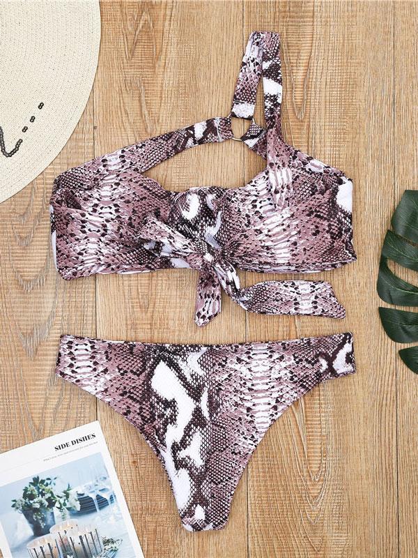 Single Shoulder Bandeau Bikinis Swimwear