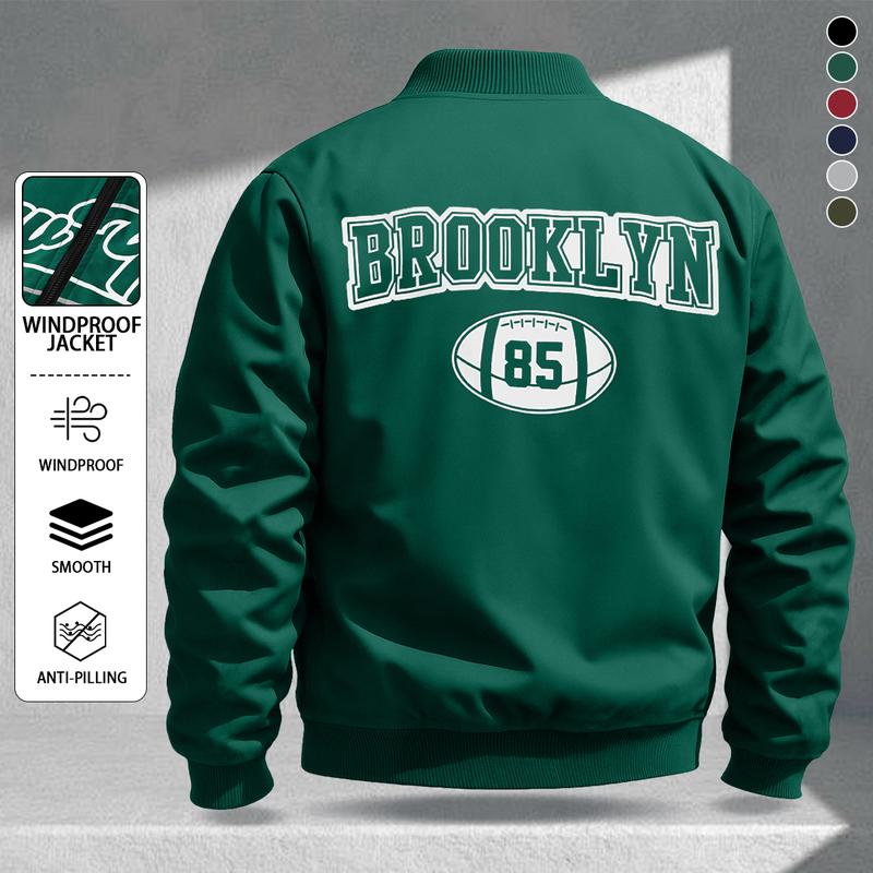 Letter Print Sports Jacket, Men's Casual Jacket