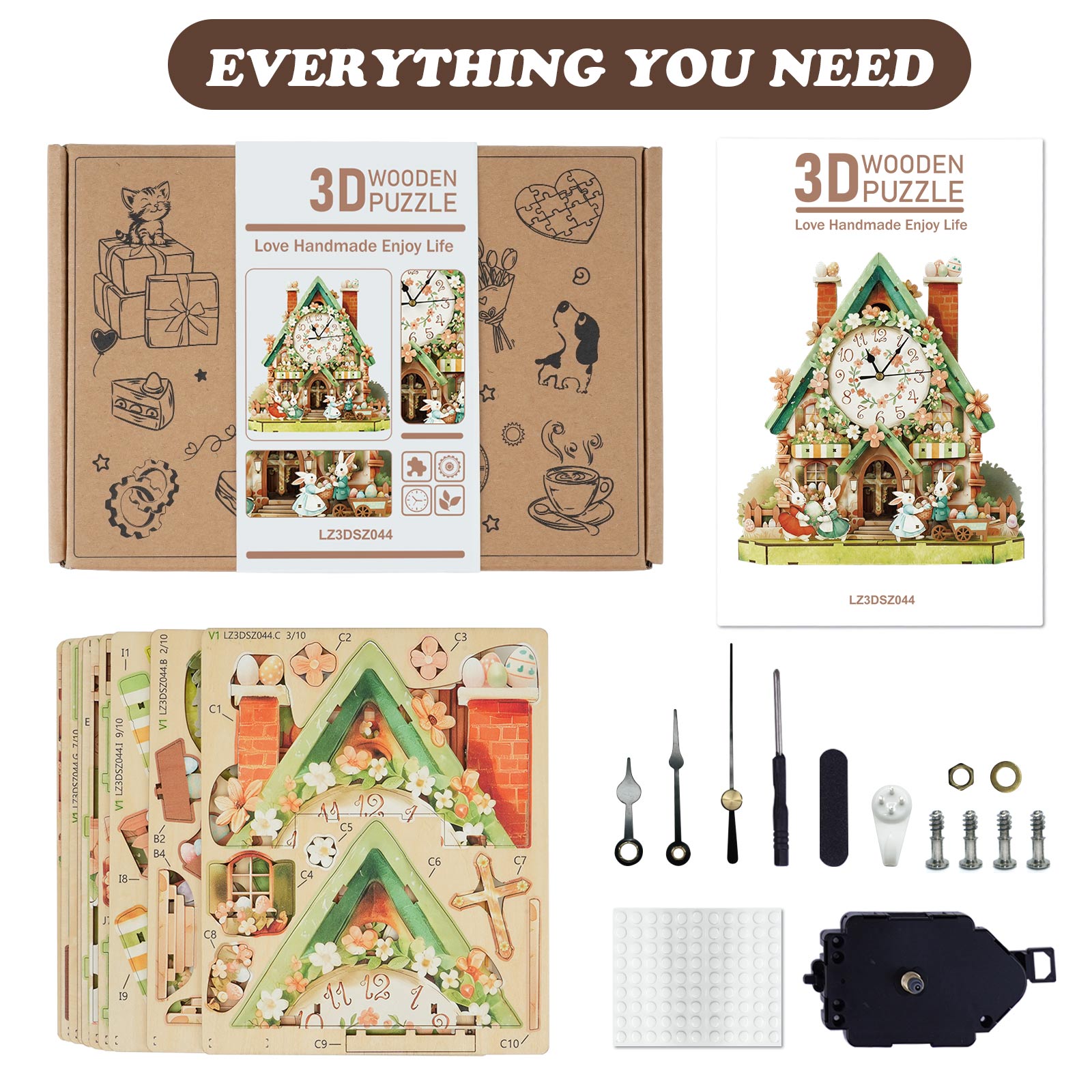 Easter Egg Hutâ€“ DIY Wooden Clock, 3D Puzzle Craft Kit