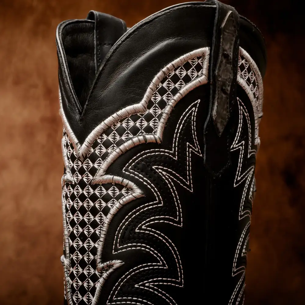 Grey Ostrich Leather Boots - Square Toe