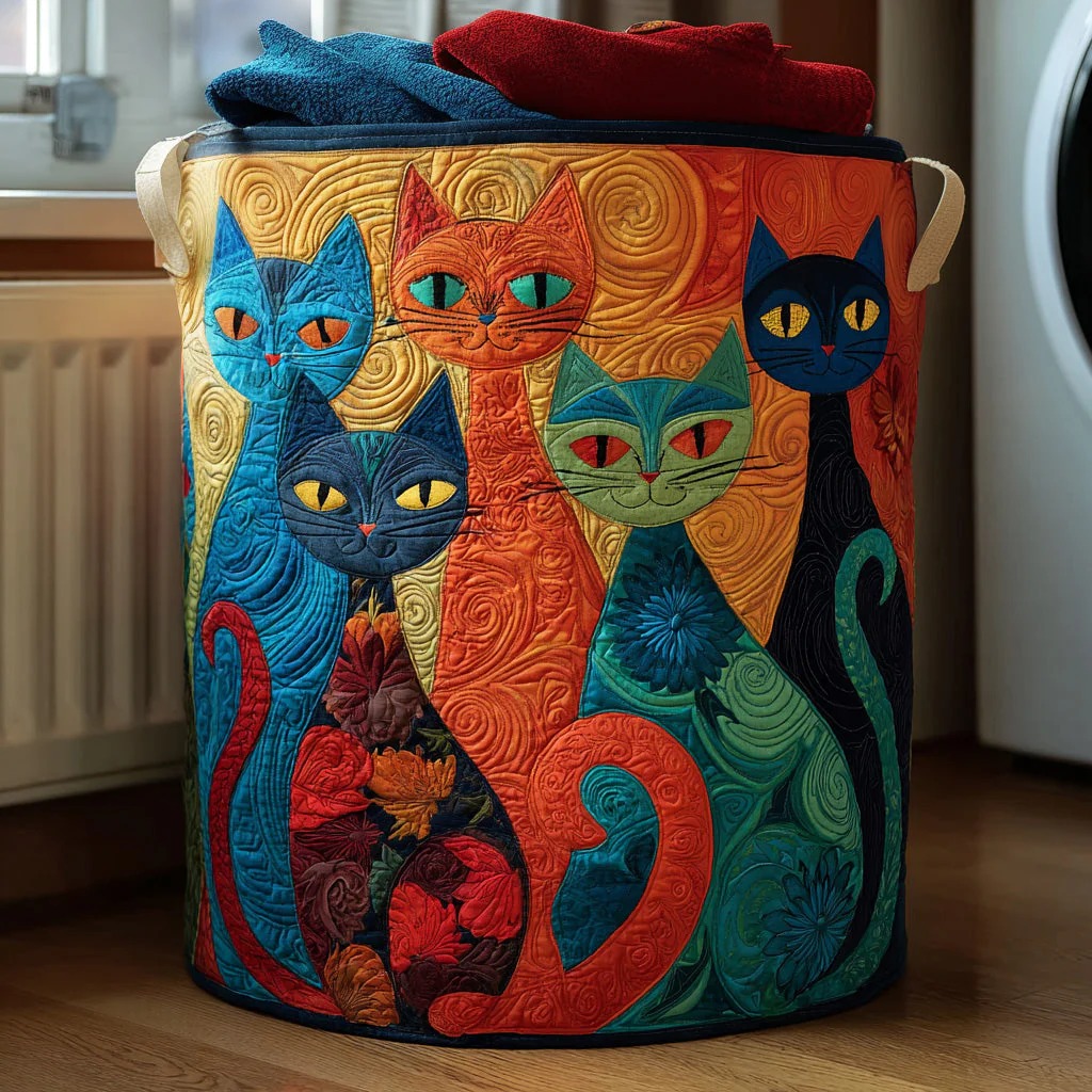 Cat Quilted Laundry Basket – 2026 New 3D Textured Craft Design