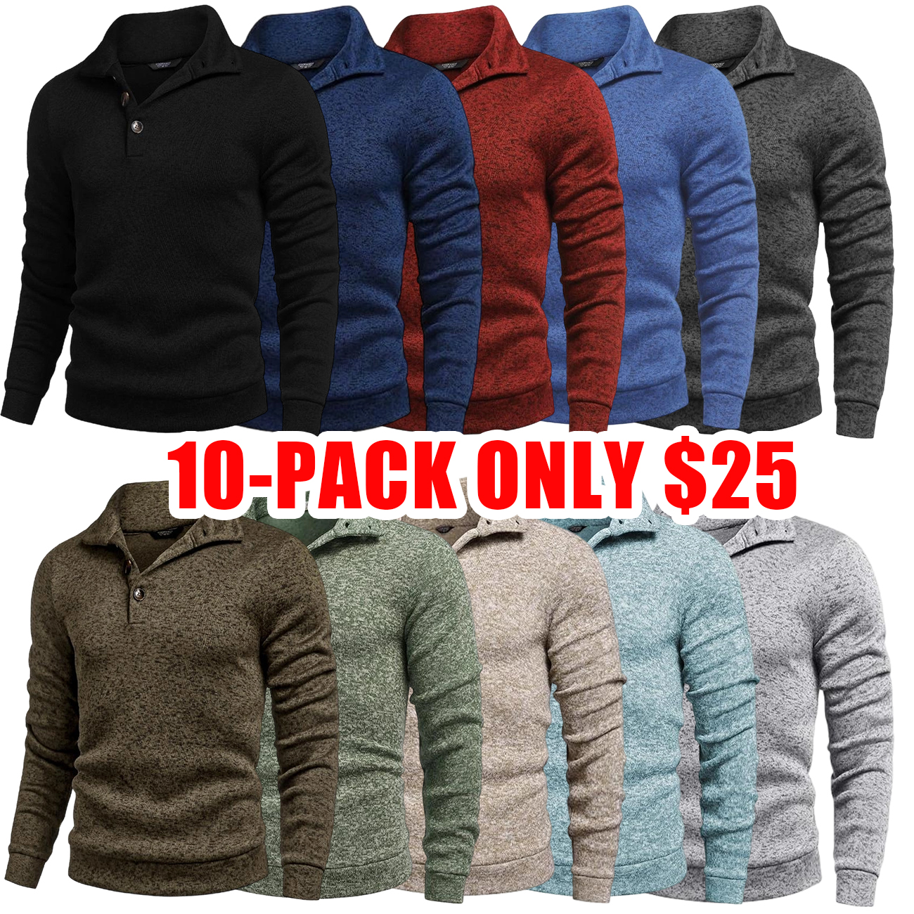 Men’s Fitted Long Sleeve Turtleneck Knit Sweater – Ribbed Cuffs & Hem, Soft Stretch Fabric