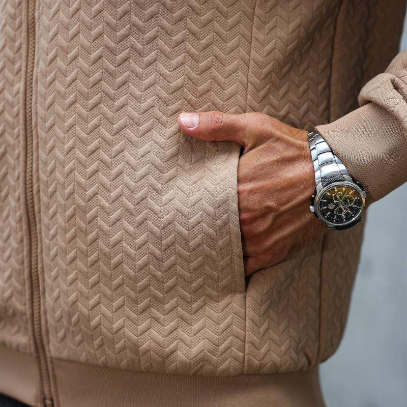 Men's Lightweight Varsity Bomber Jacket - Zip-Up Stand Collar