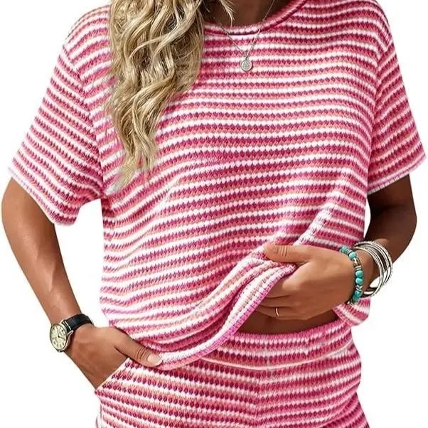 Striped Knit Matching Lounge Set