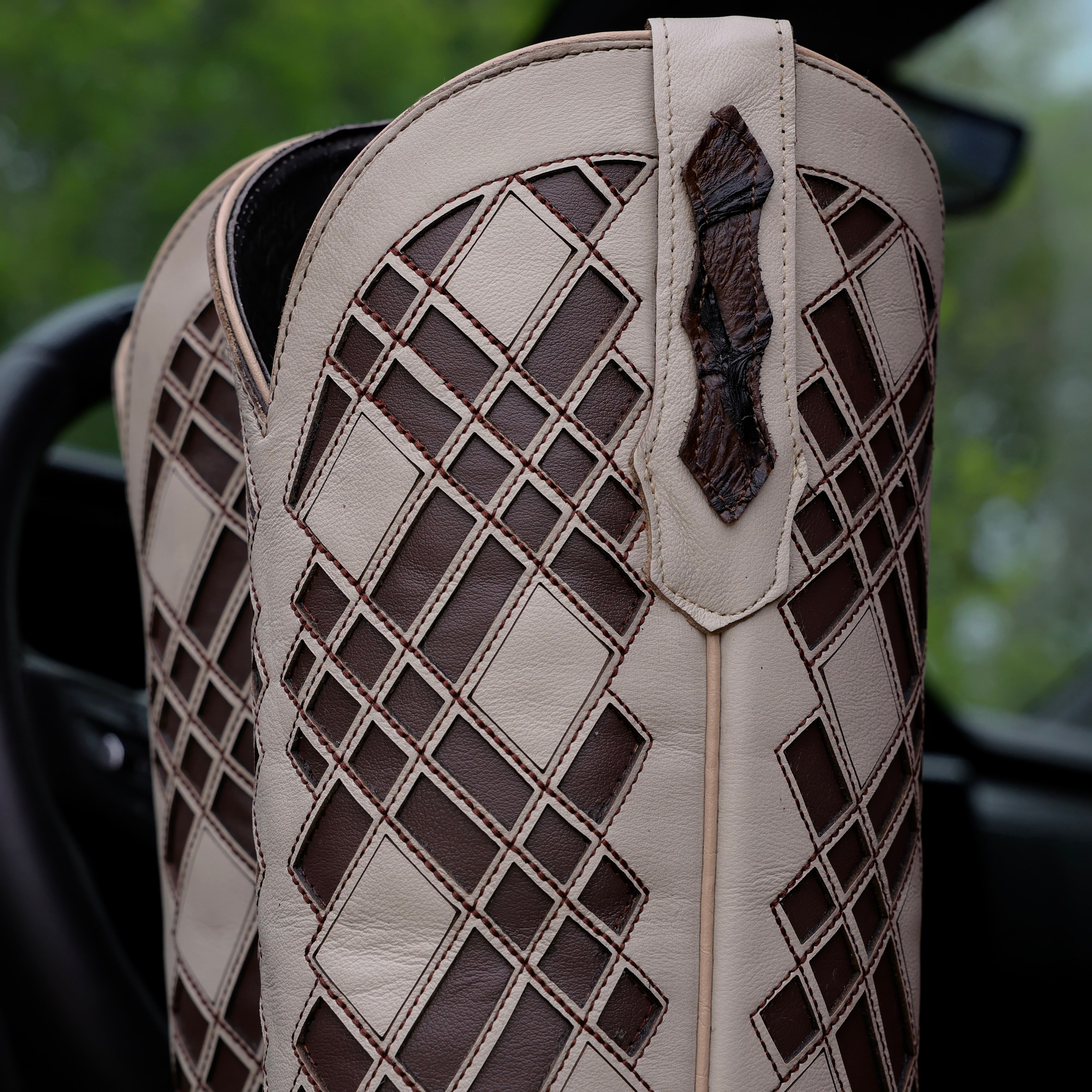 Chocolate Brown Pirarucu Leather Boots - Square Toe