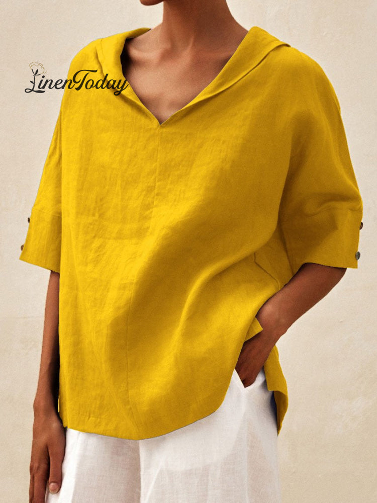 Women's Casual Linen V-neck Shirt