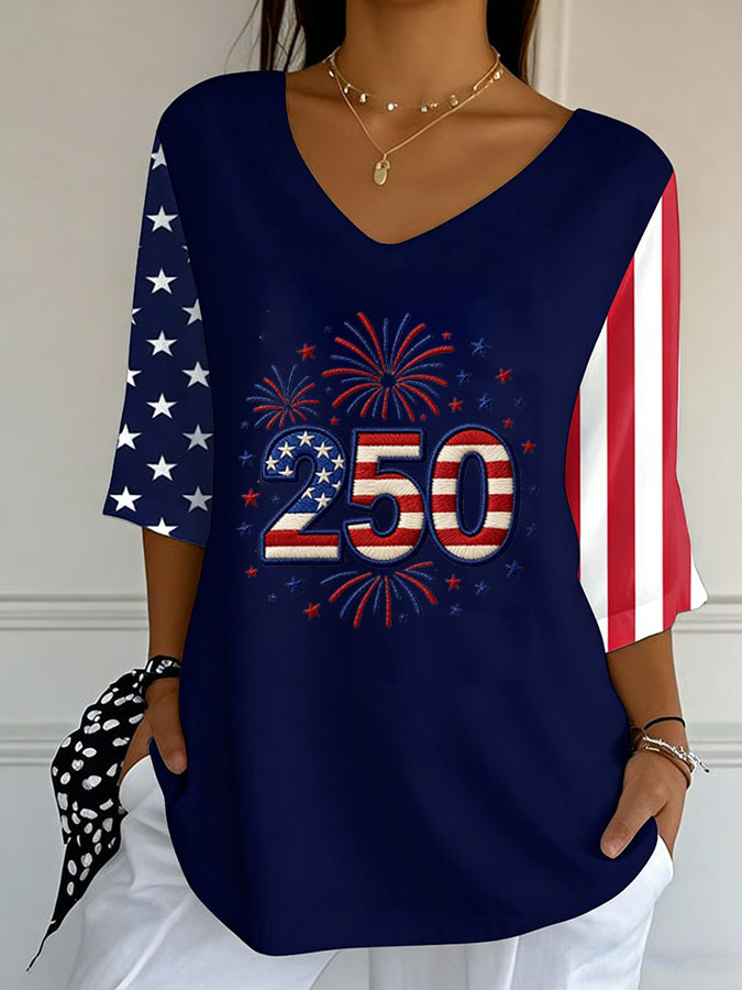 Women'S Independence Day 250Th Anniversary Printed Short Sleeves