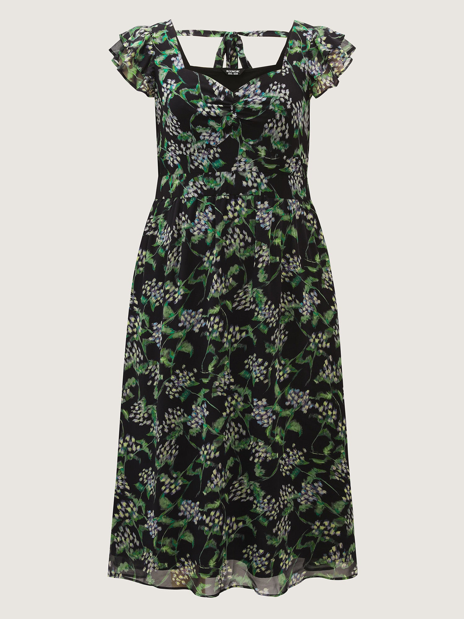 Romantic Floral Print Backless Tie Maxi Dress