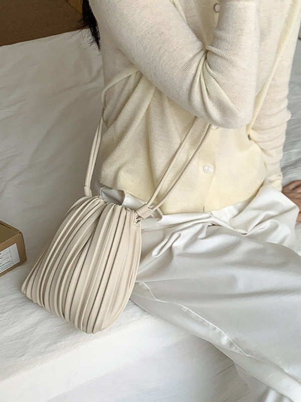 Drawstring Pleated Split-Joint Crossbody Bags