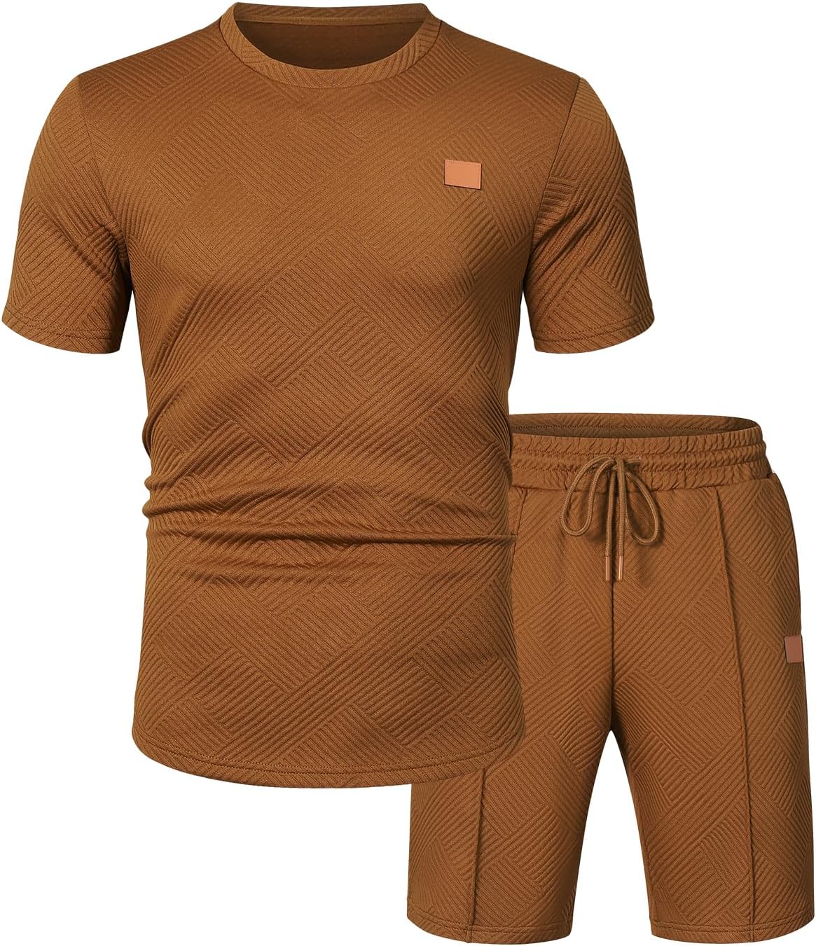 Men's Casual T-Shirts and Shorts Set Summer Jacquard Outfits Short Sleeve Polo Suit 2 Piece Shorts Sweatsuits