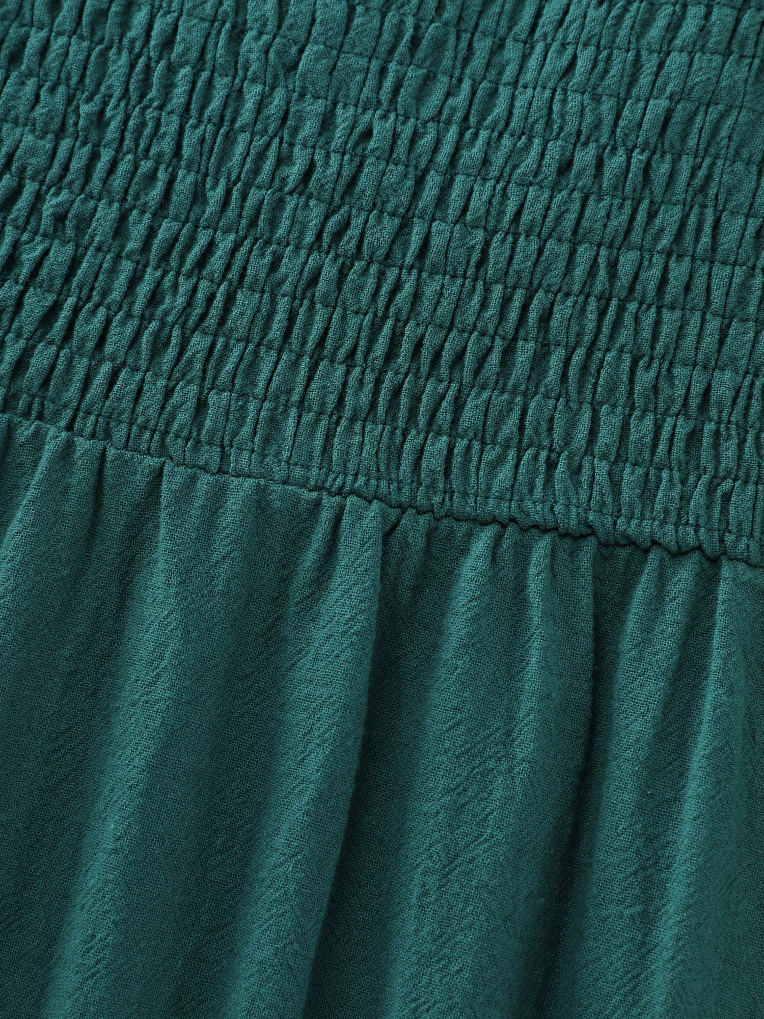 Pure Cotton Shirred Bodice Midi Dress