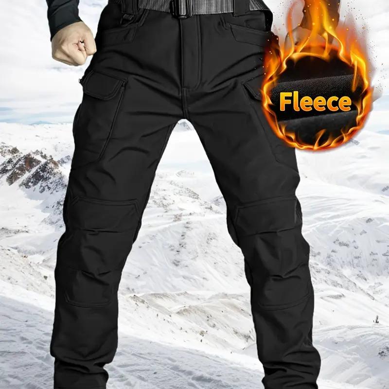 Men’s Fleece-Lined Tactical Pants – Windproof Outdoor Winter Wear