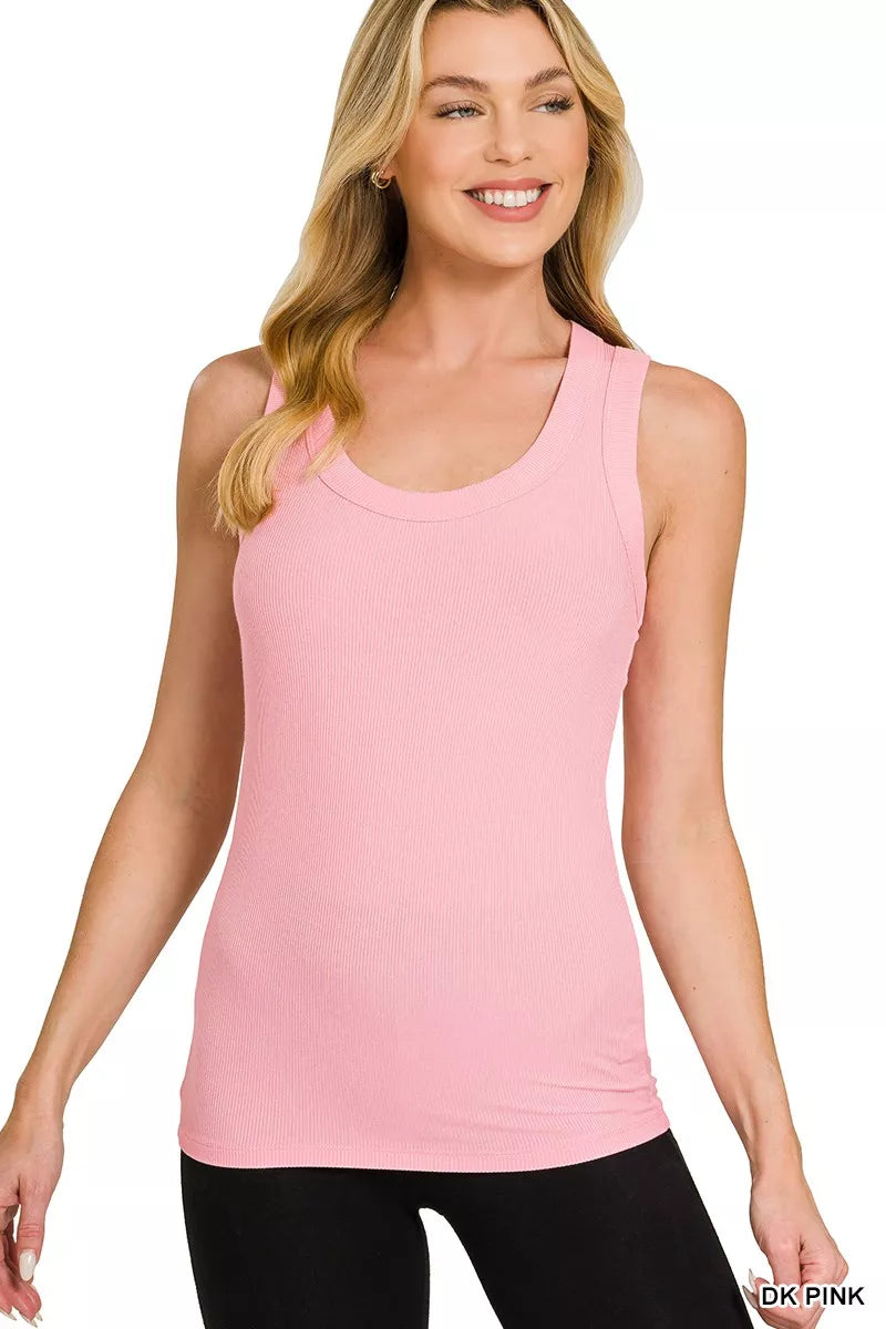 Zenana Ribbed Scoop Neck Tank Top