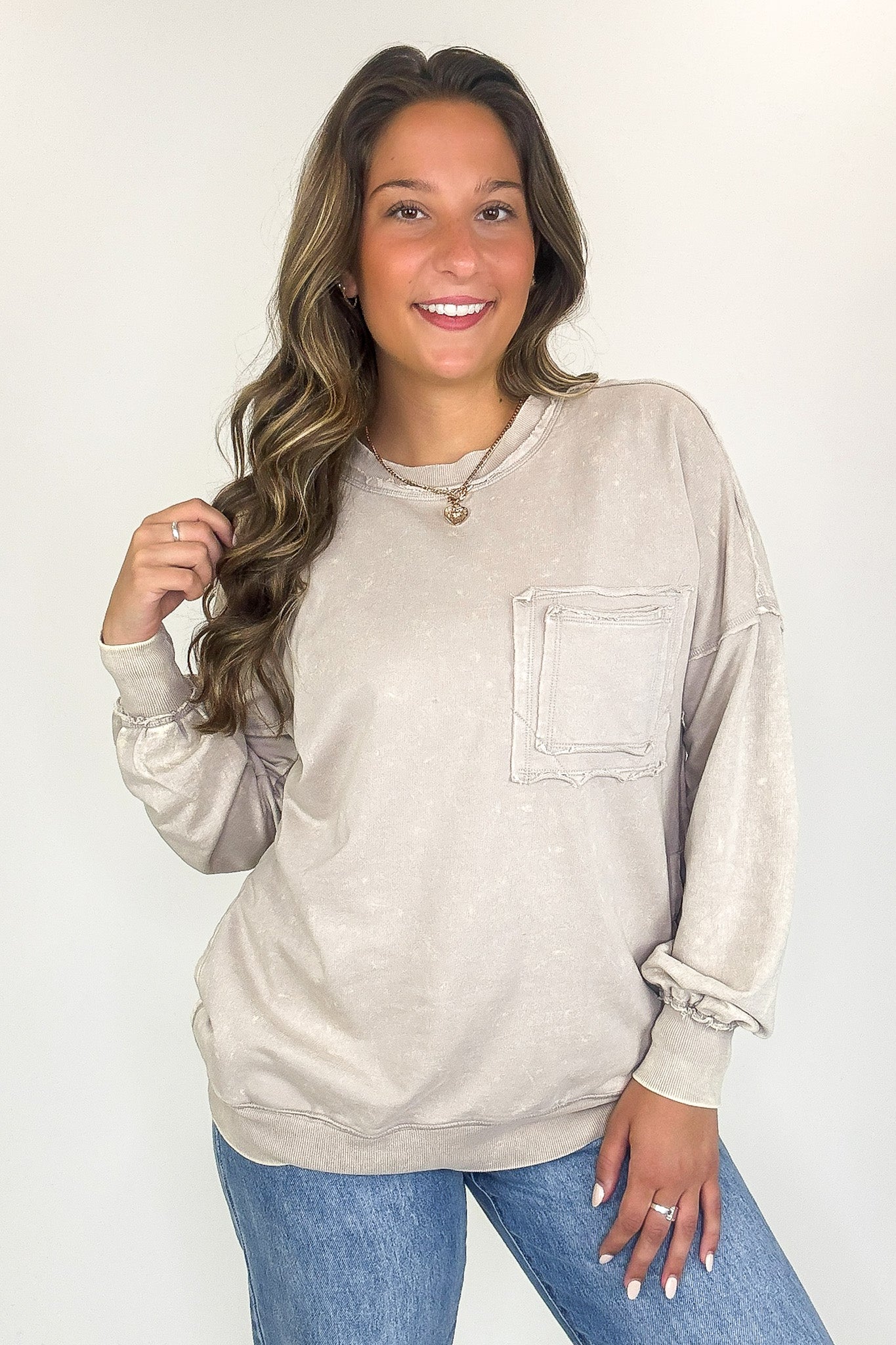 Vintage Acid Wash Raw Edge Pullover