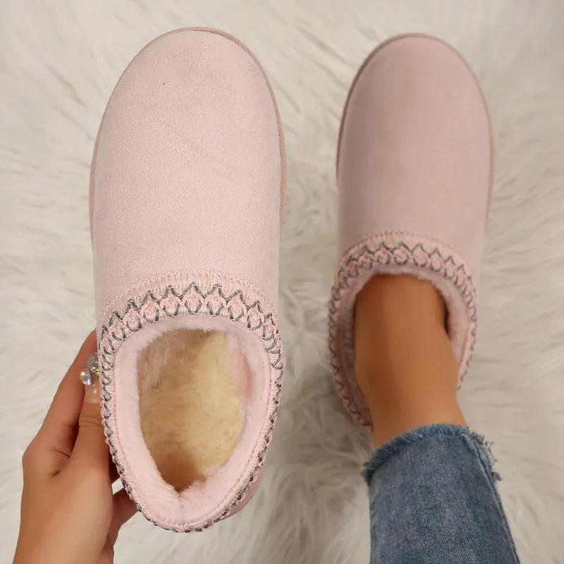 Women's Slipper Suede Leather Indoor/Outdoor Comfy Fleece Lined Short