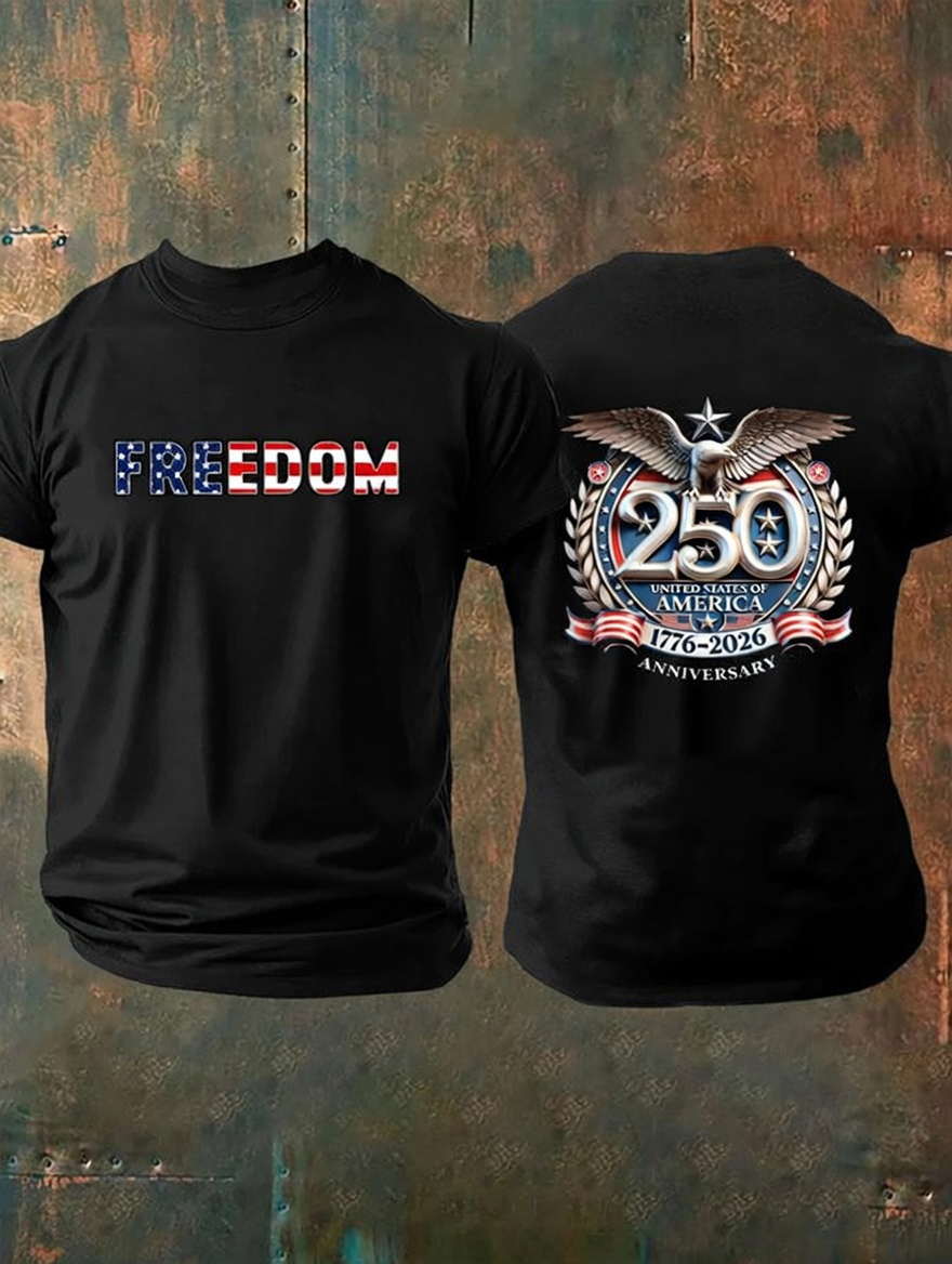 Men'S American Flag Commemorative 250Th Anniversary Classic Pattern Short Sleeve T-Shirt