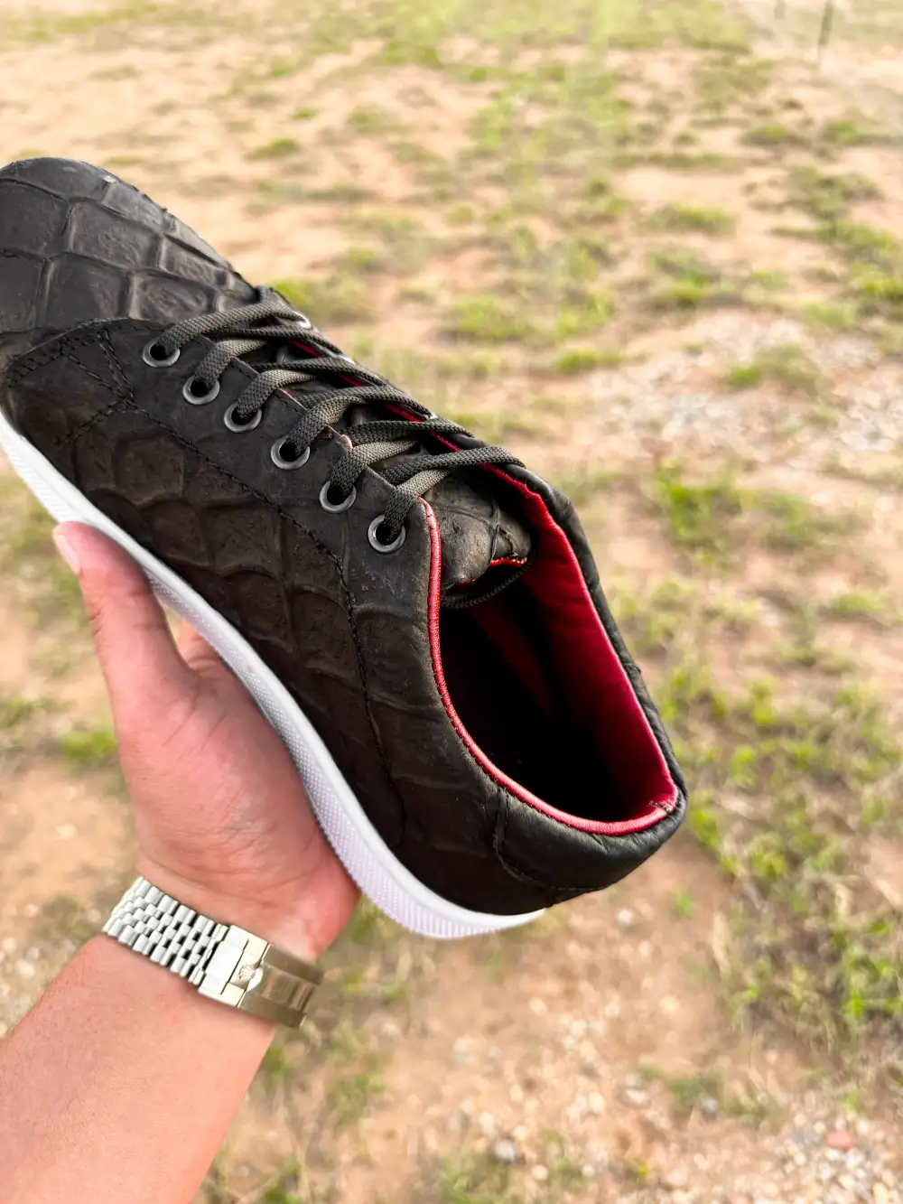 Matte Black Pirarucu Leather Shoes