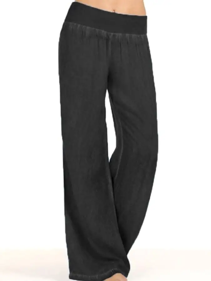 Women's Comfortable Stretch Denim Casual Wide Leg Pants