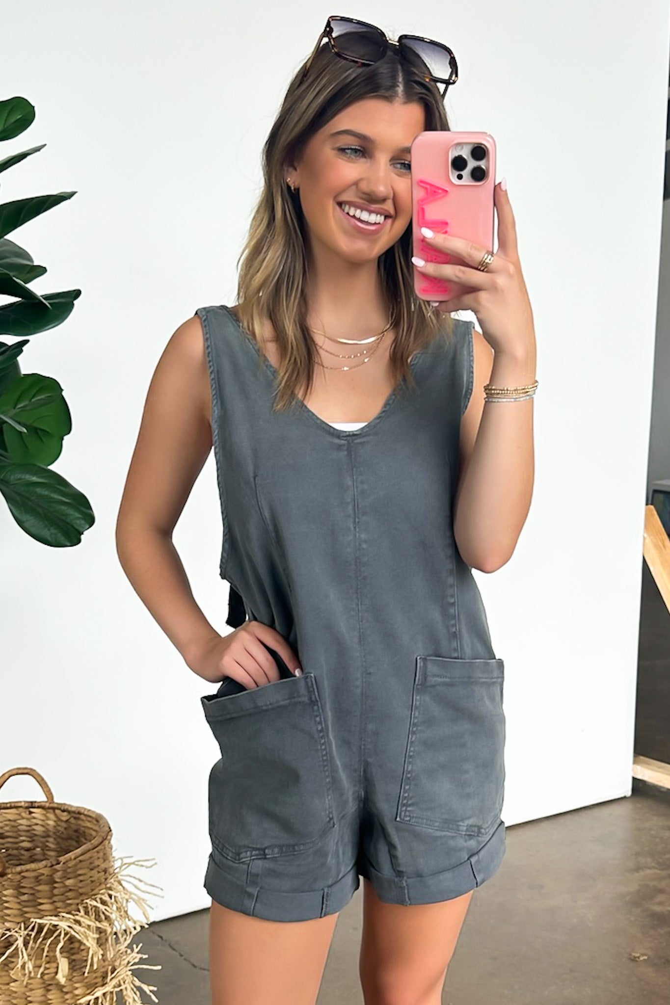 Washed Denim Romper
