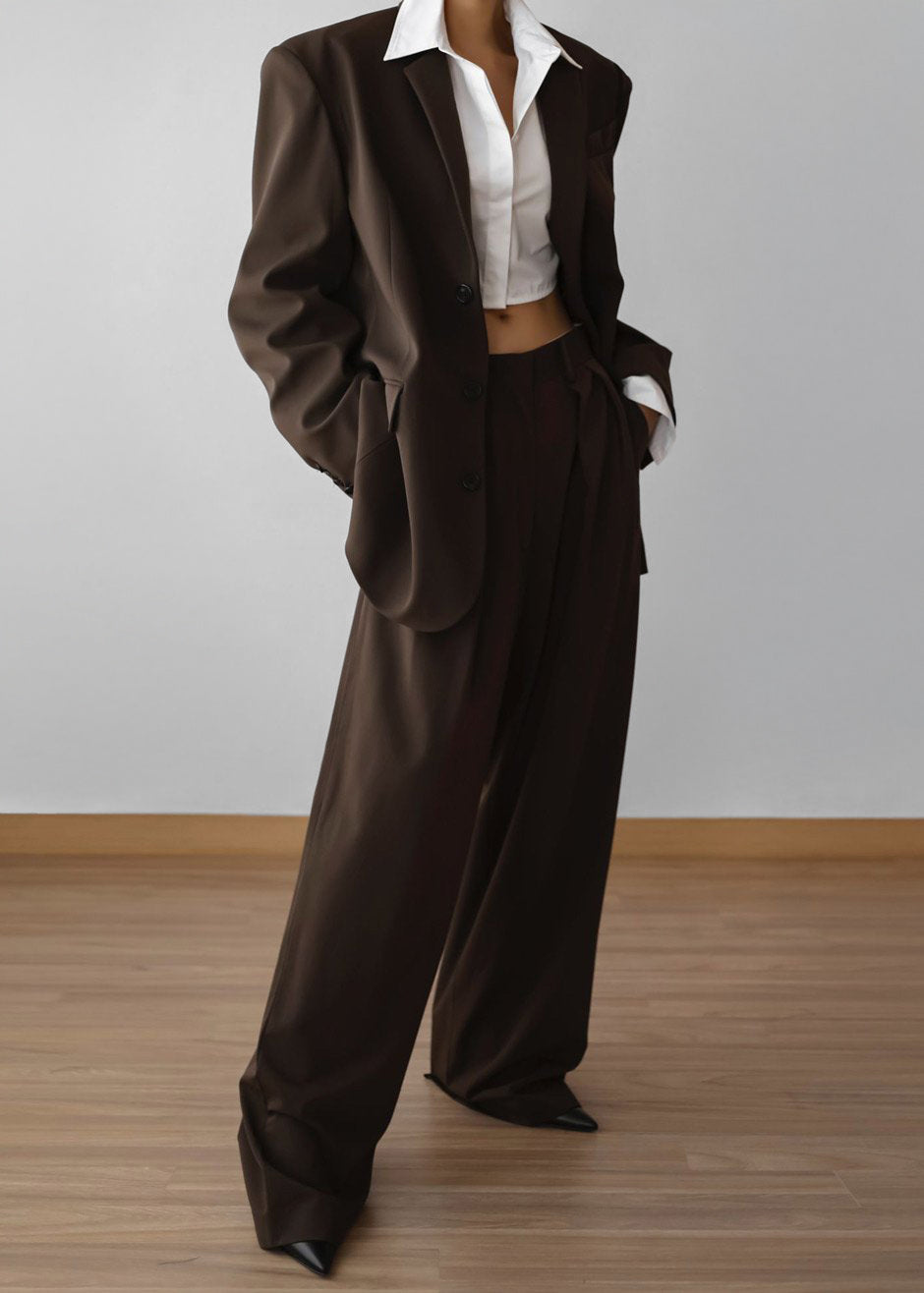 Tansy Oversized Blazer - Chocolate