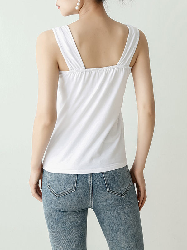 Casual Simple 6 Colors Square-Neck Sleeveless Vest