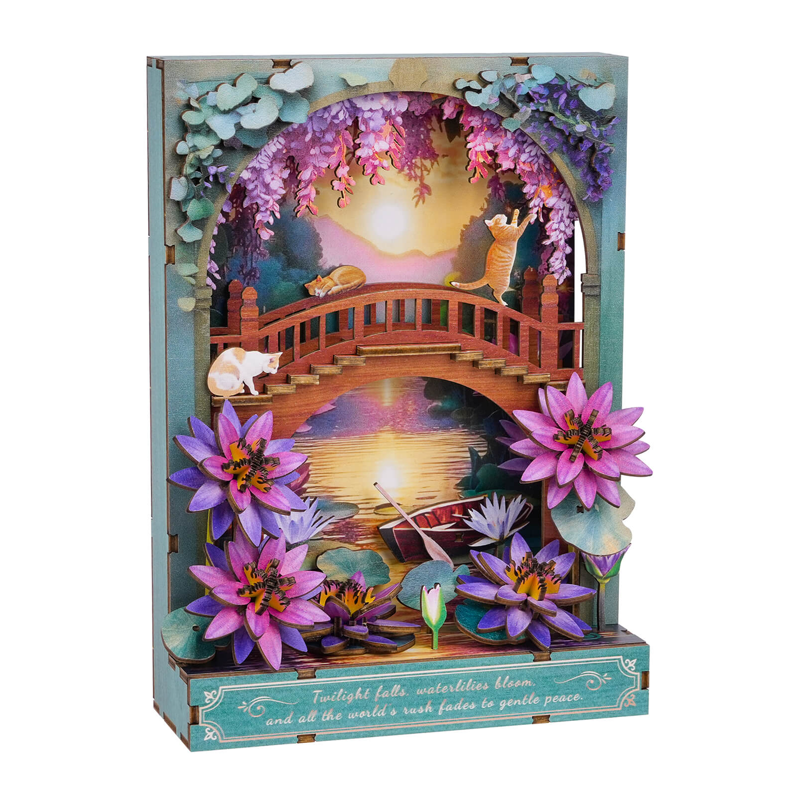 Twilight Lotus â€“ DIY Wooden Painting, 3D Puzzle Craft Kit