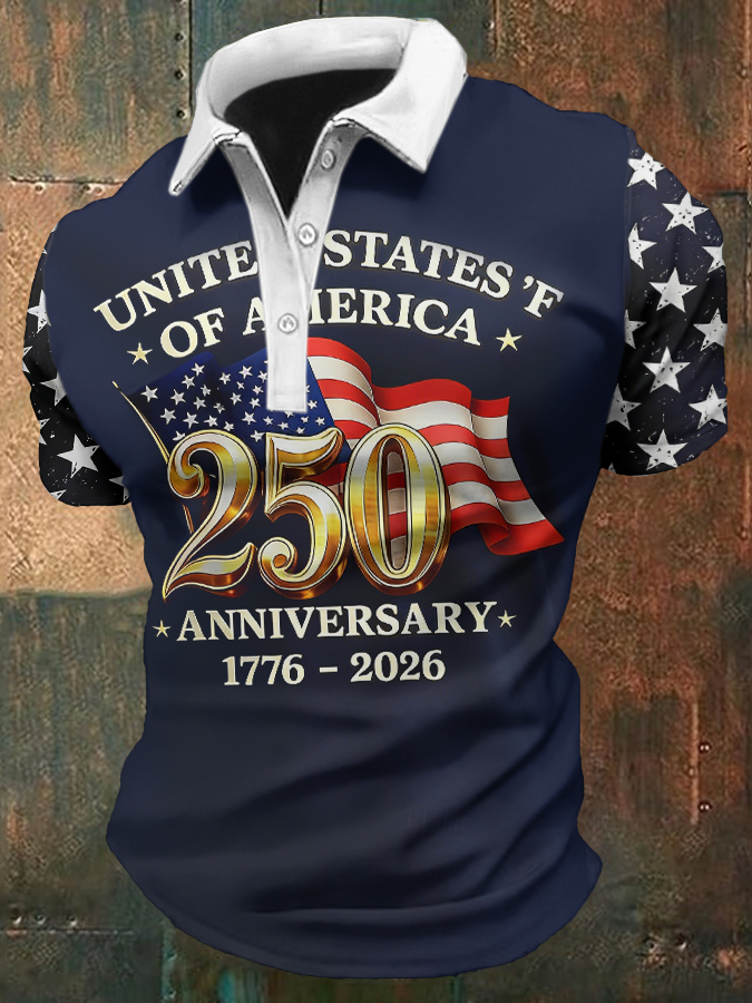 Men'S Casual Independence Day 250Th Anniversary Polo Shirt
