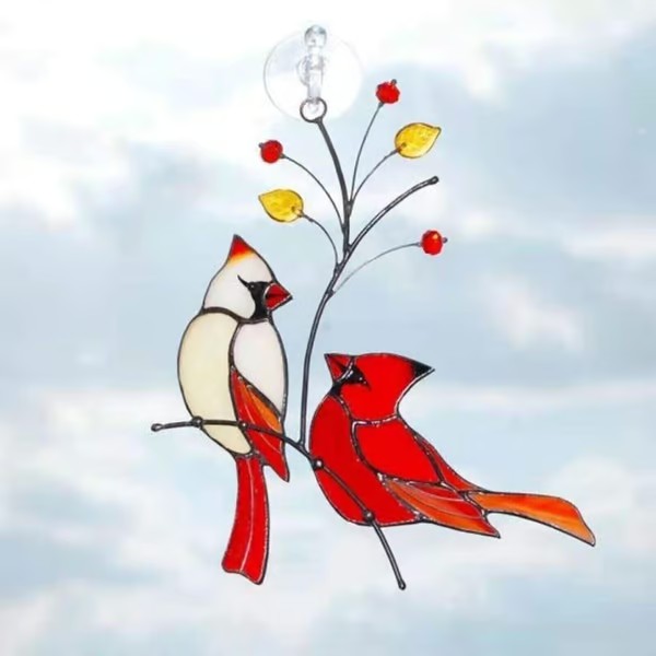 Cardinal Stained Glass Suncatcher