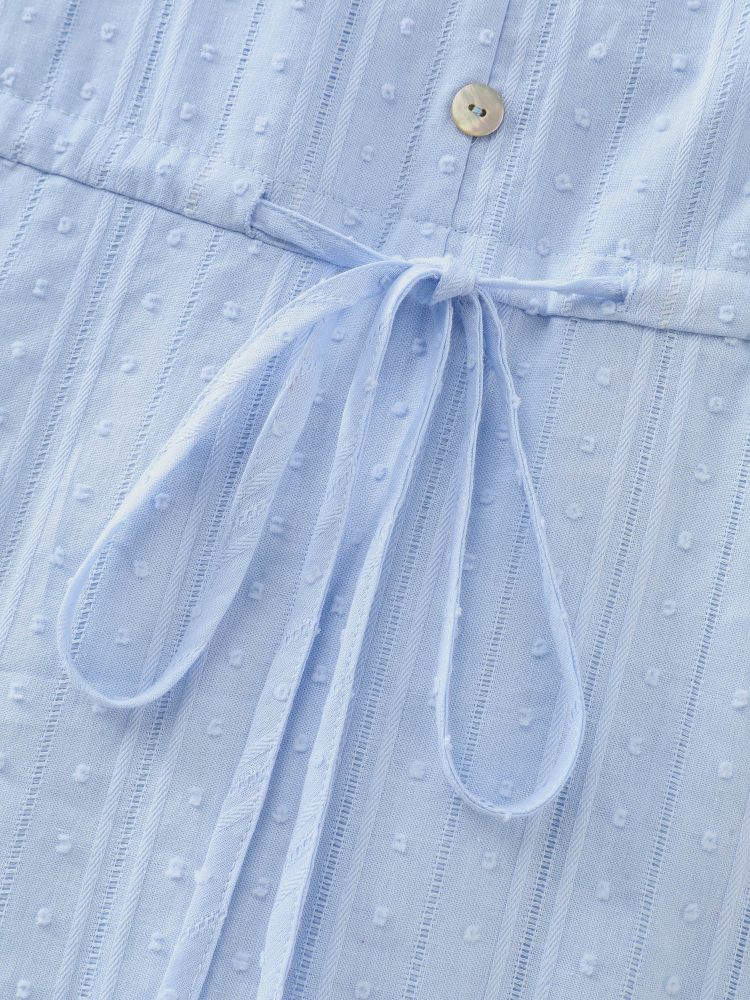 Cotton Striped Waist-Drawstring Tiered Midi Dress