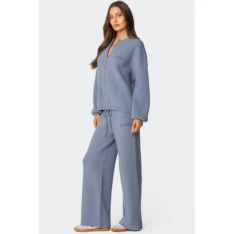 Knit Zip Up Sweater Set