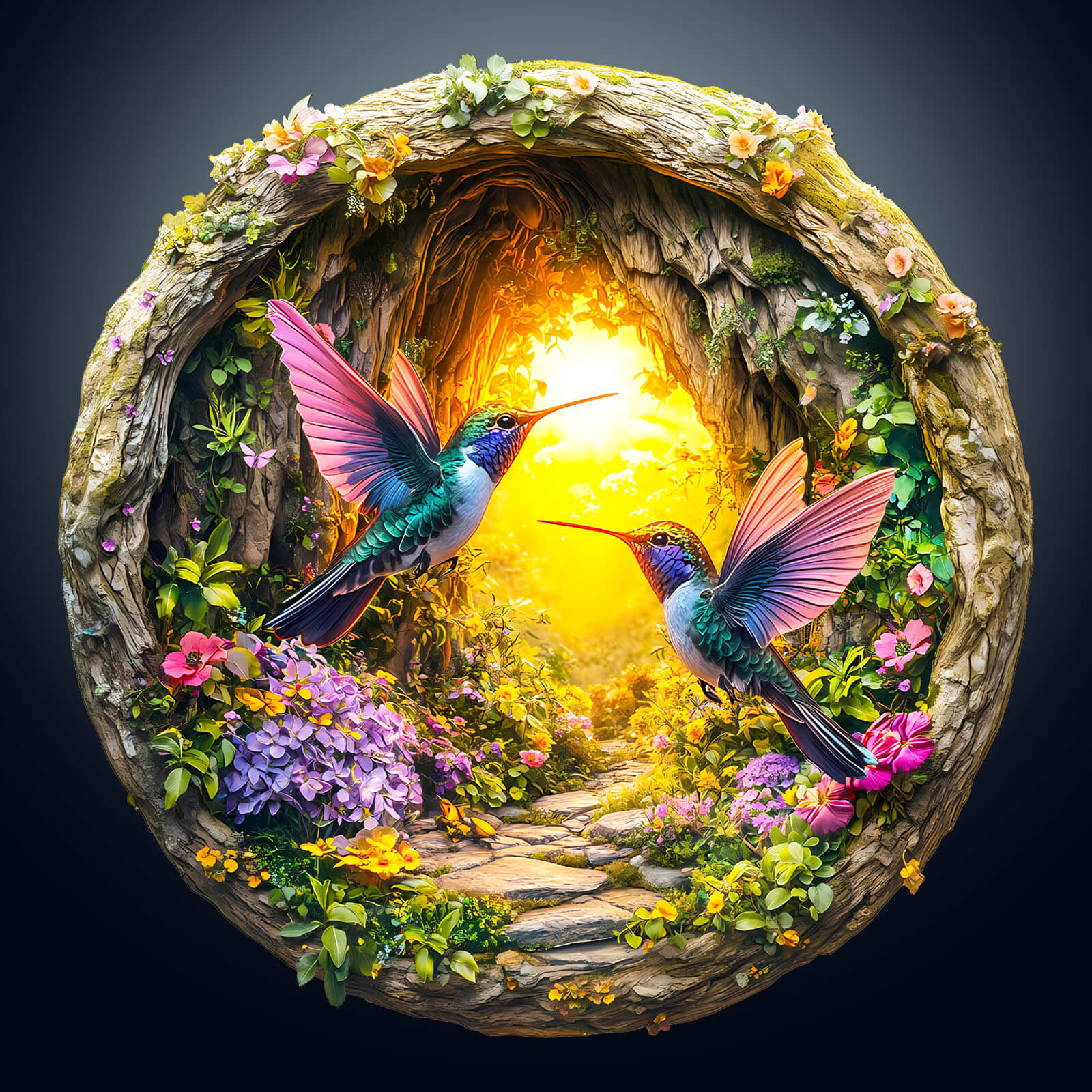 3D Hummingbird in the Cave-1 Hummingbird Wooden Jigsaw Puzzle