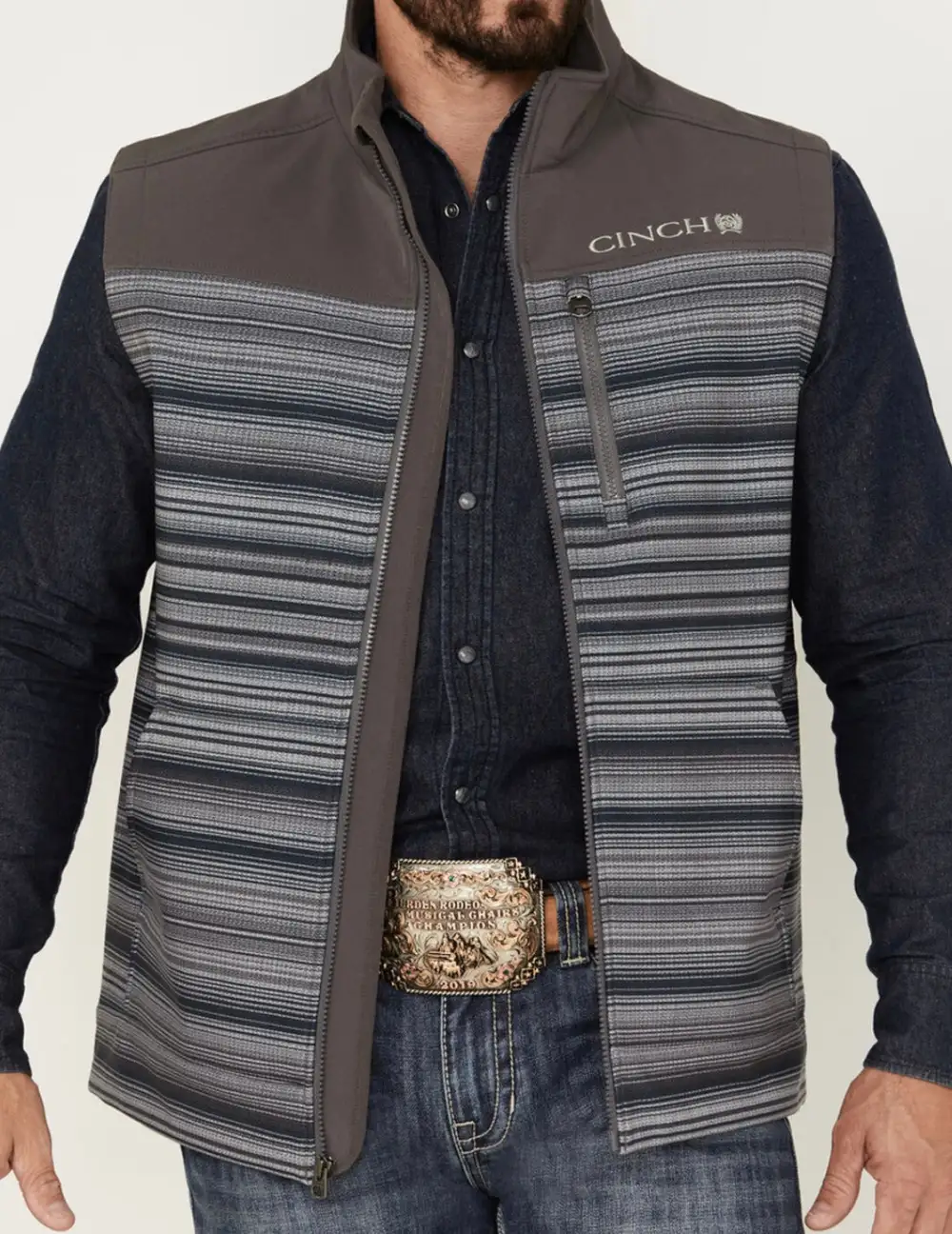 Cinch Men’s Grey Striped Vest