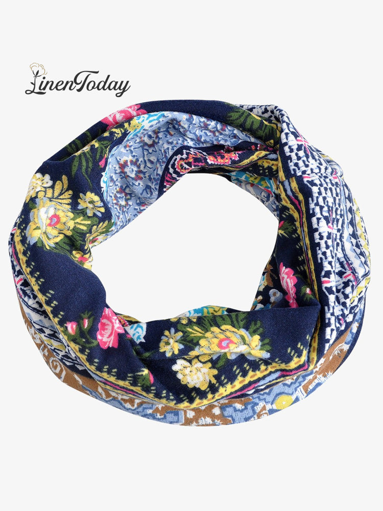 Retro Tribal Printed Cotton Fleece Dual Use Scarf Beanie Hat