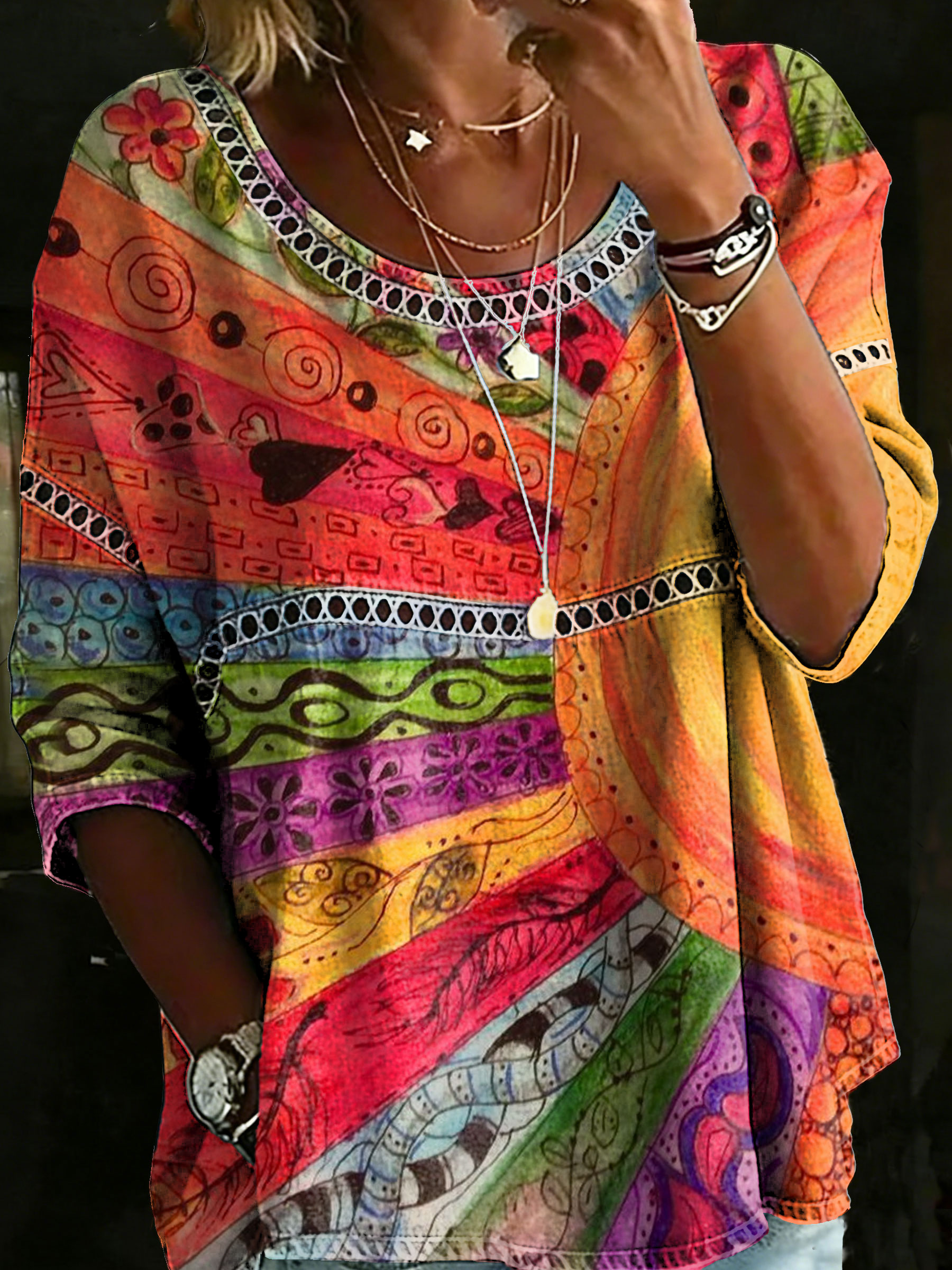 Women's Vintage Sun Casual Loose Denim Blouse Shirt