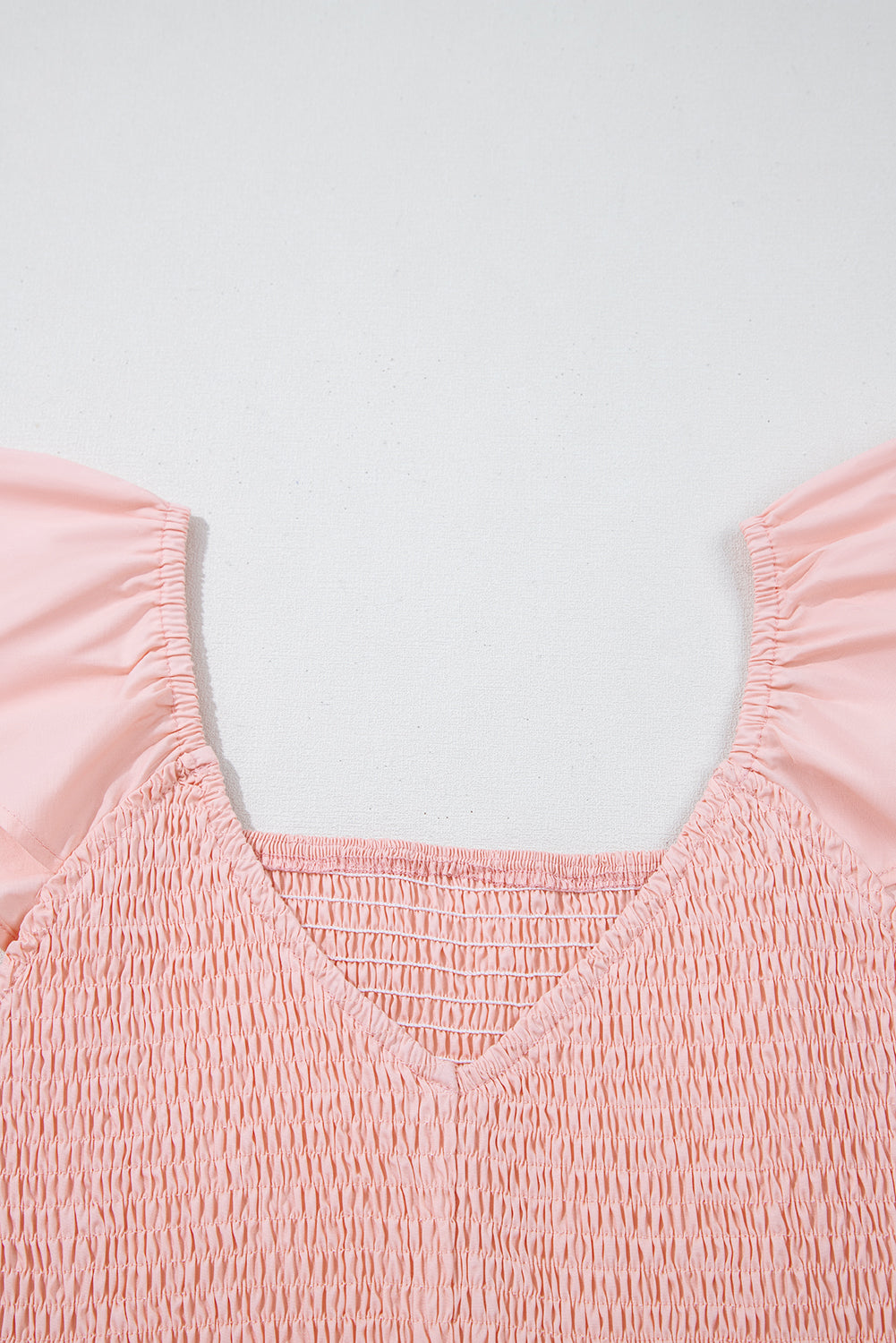 Pink V Neck Flutter Sleeve Smocked Bodice High Waist Ruffle Maxi Dress