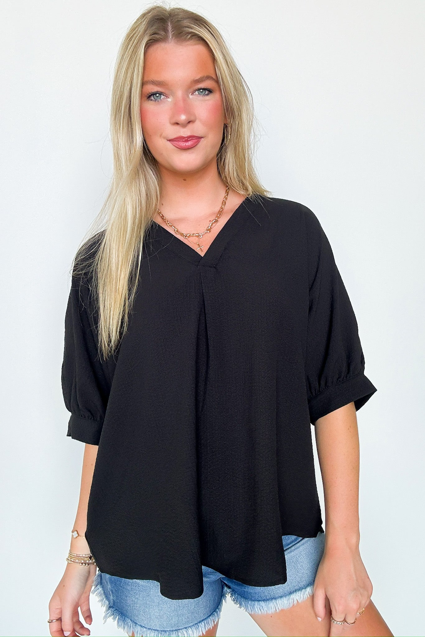 V-Neck Flowy Blouse Top