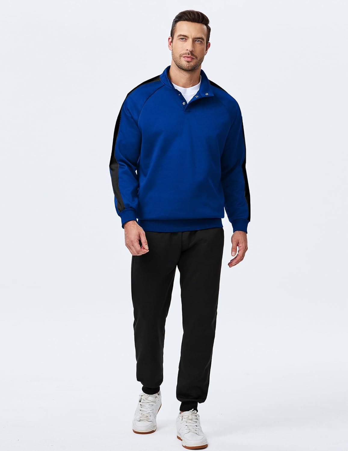 Men's 2 Piece Casual Outfits Quarter Button Lightweight Sweatshirt Tracksuit & Joggers Sweatpants Sweatsuit Set