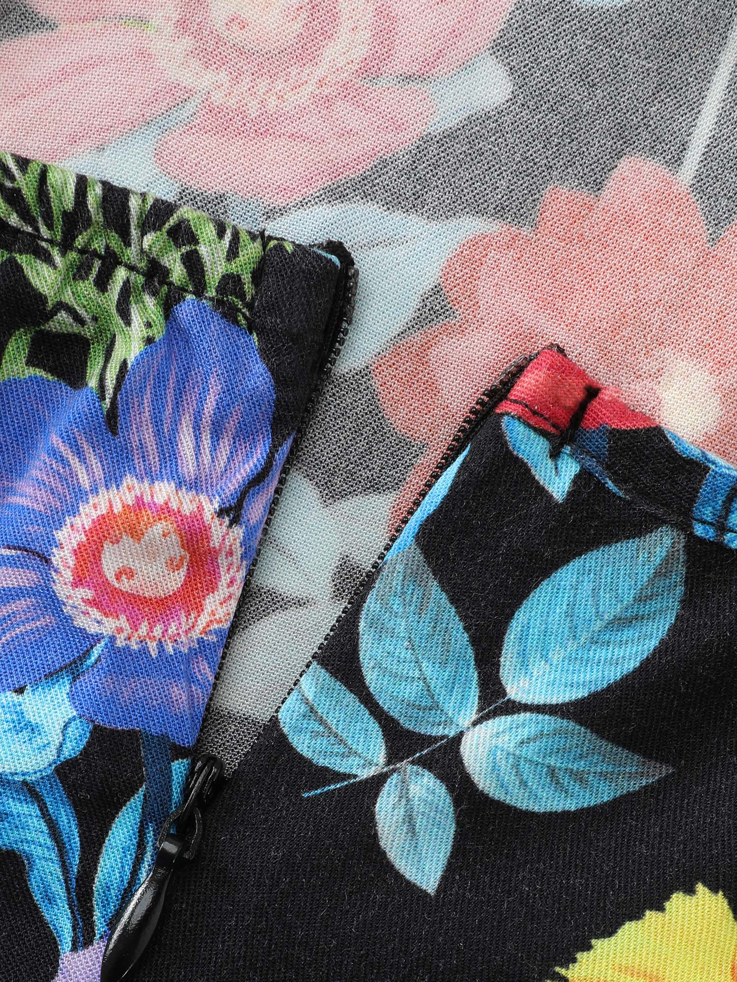 Colorful Print Side Slit Floral Maxi Dress