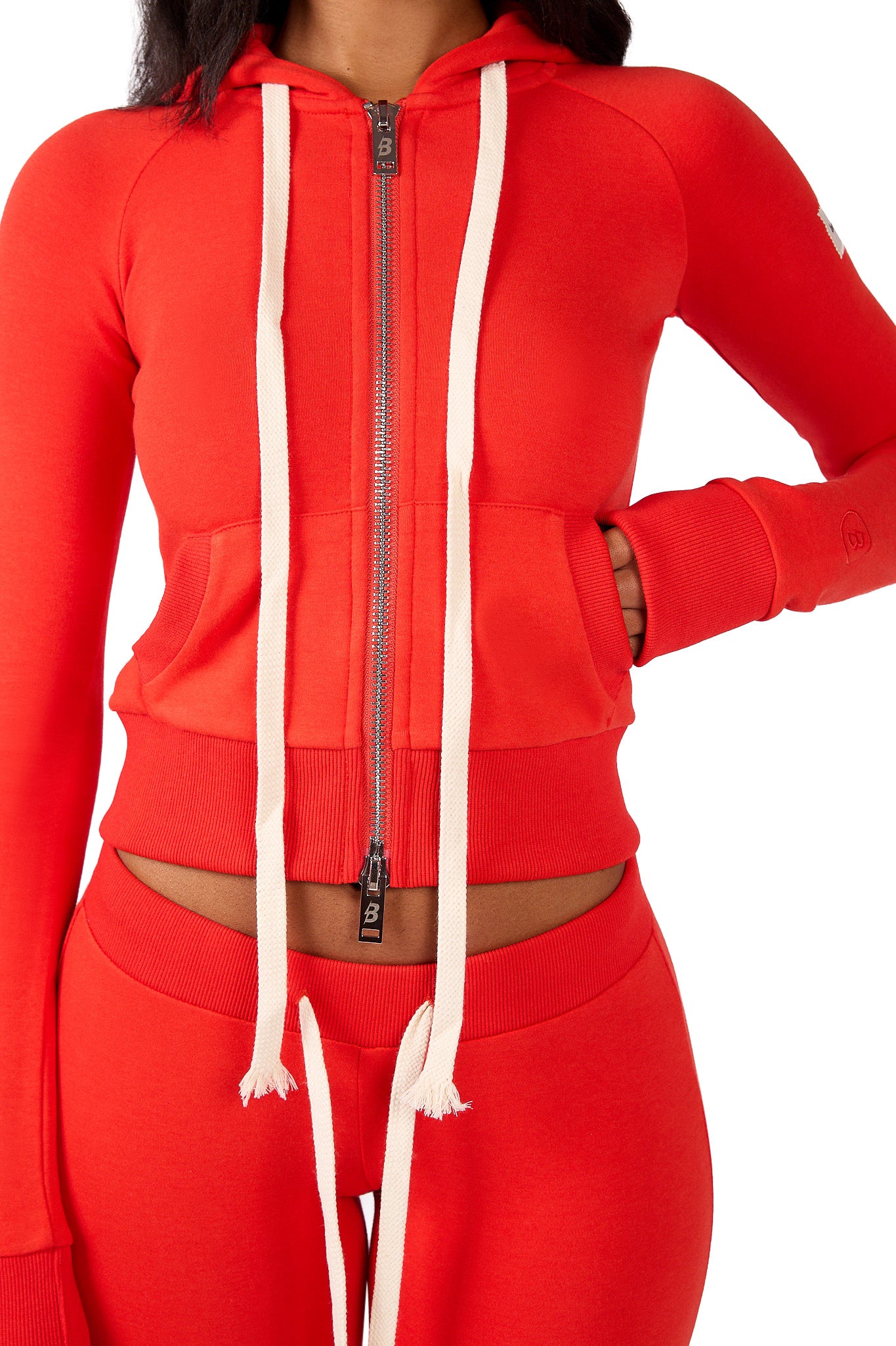 BODY KNITWEAR ZIP HOODIE (SCARLET RED)