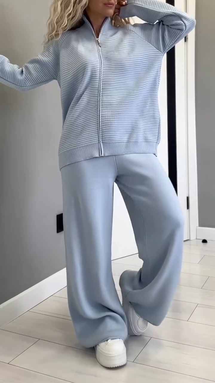 Women Solid Color Loose Casual Suit