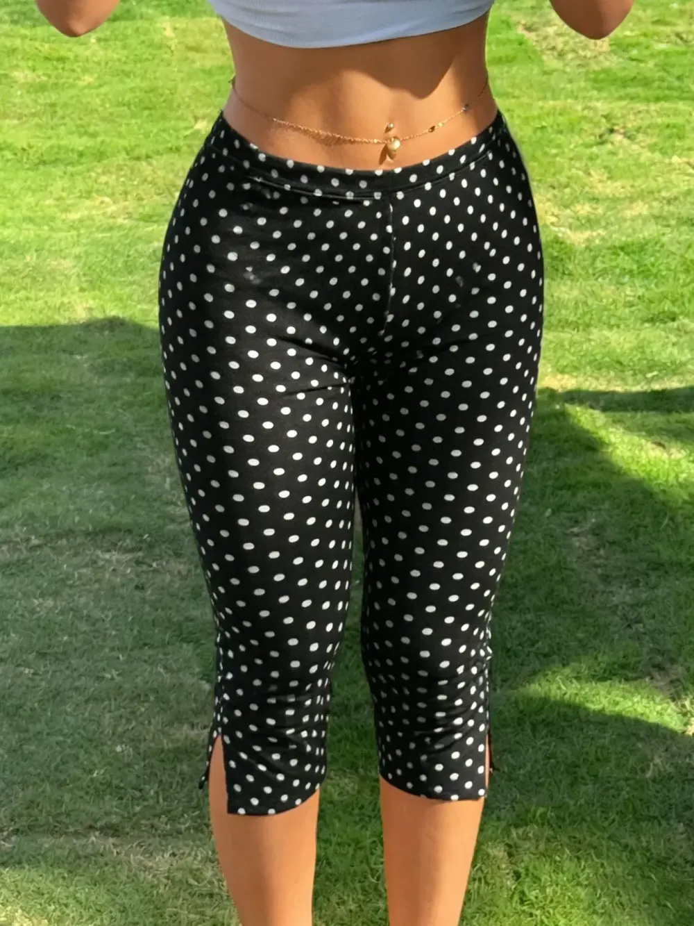 Women's Streetwear Black Capri Slim-Fit Pants, Active Pants With Side Slit Detail