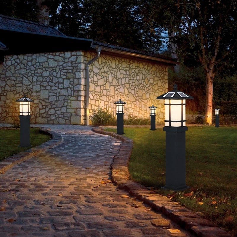 Vintage Pavilion Shape Black Retro Outdoor Light Post Lamp Pathway Lights