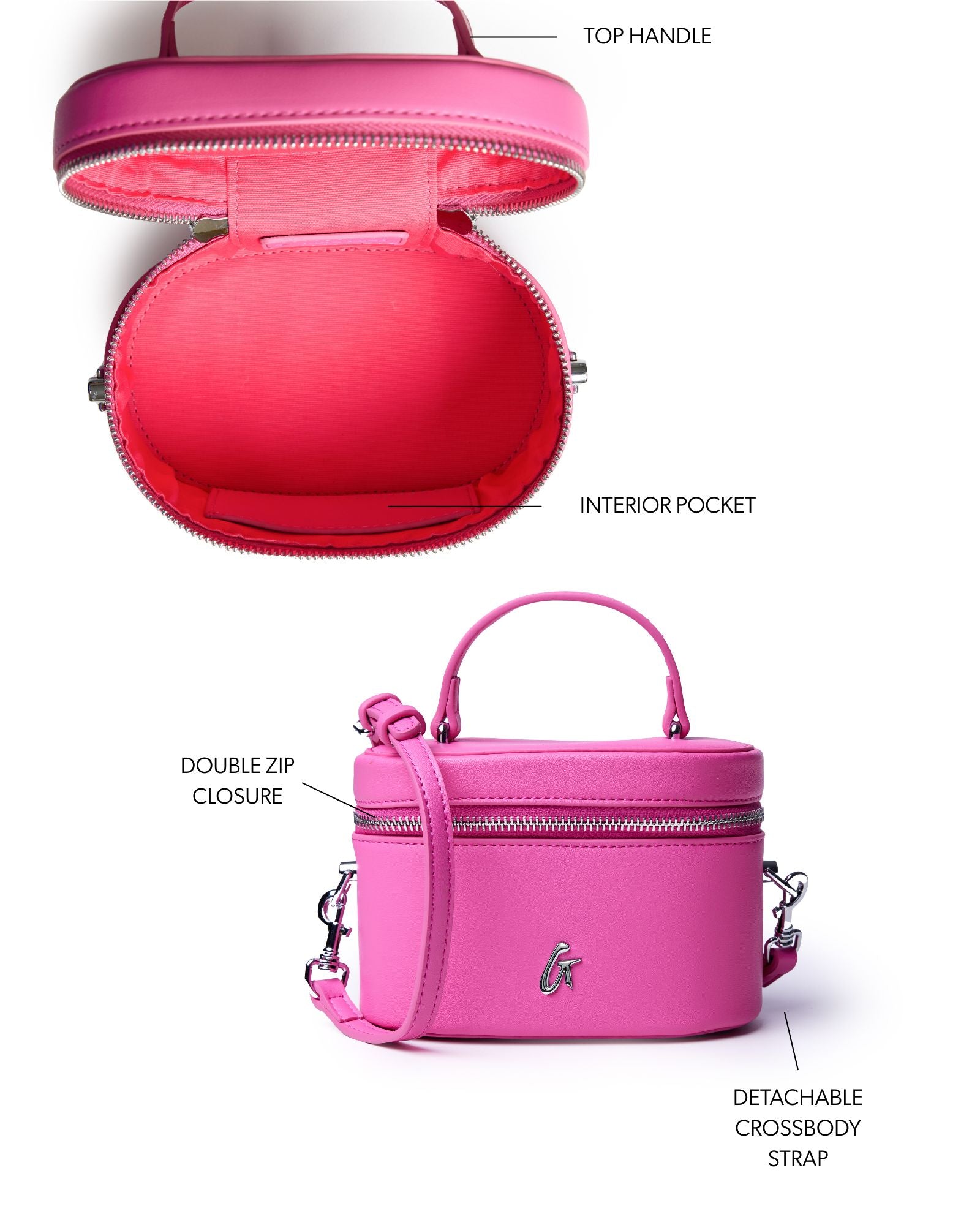 MINI SMOOTH SILVER VANITY BAG - HOT PINK