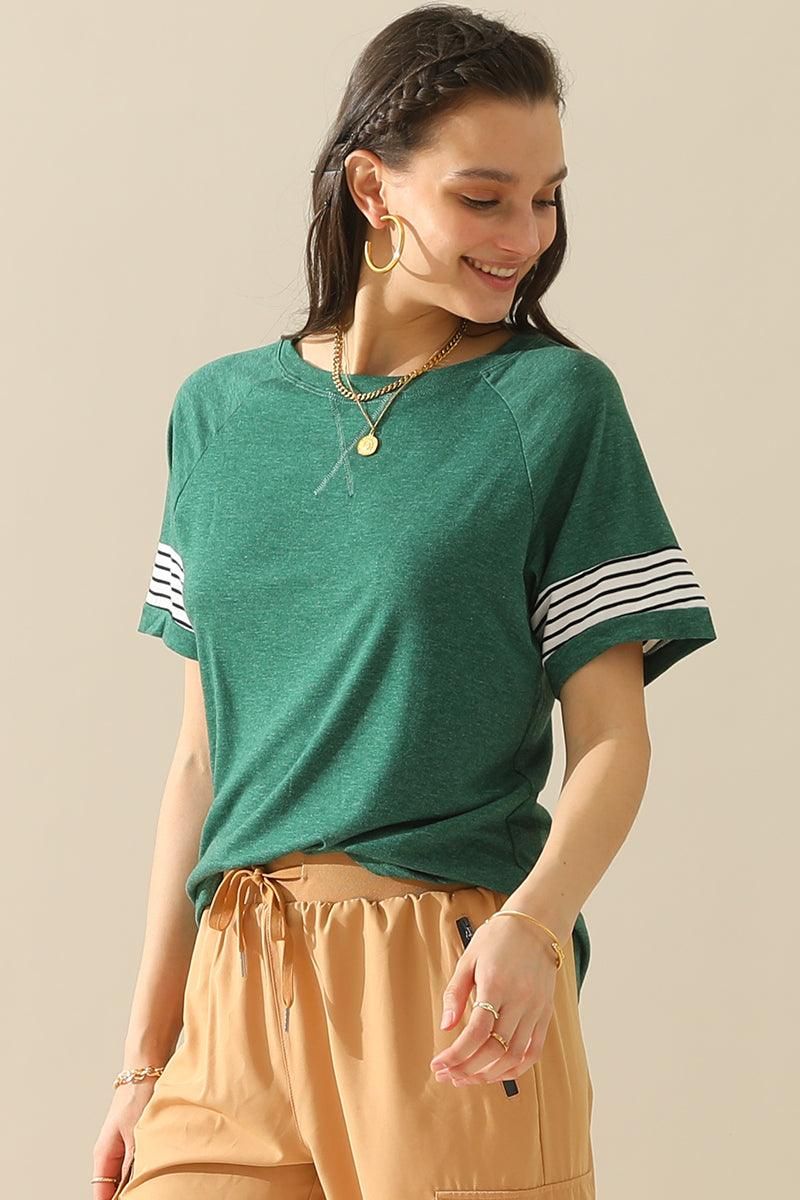 Loose Fit Crewneck Line Point Short Sleeve Tee