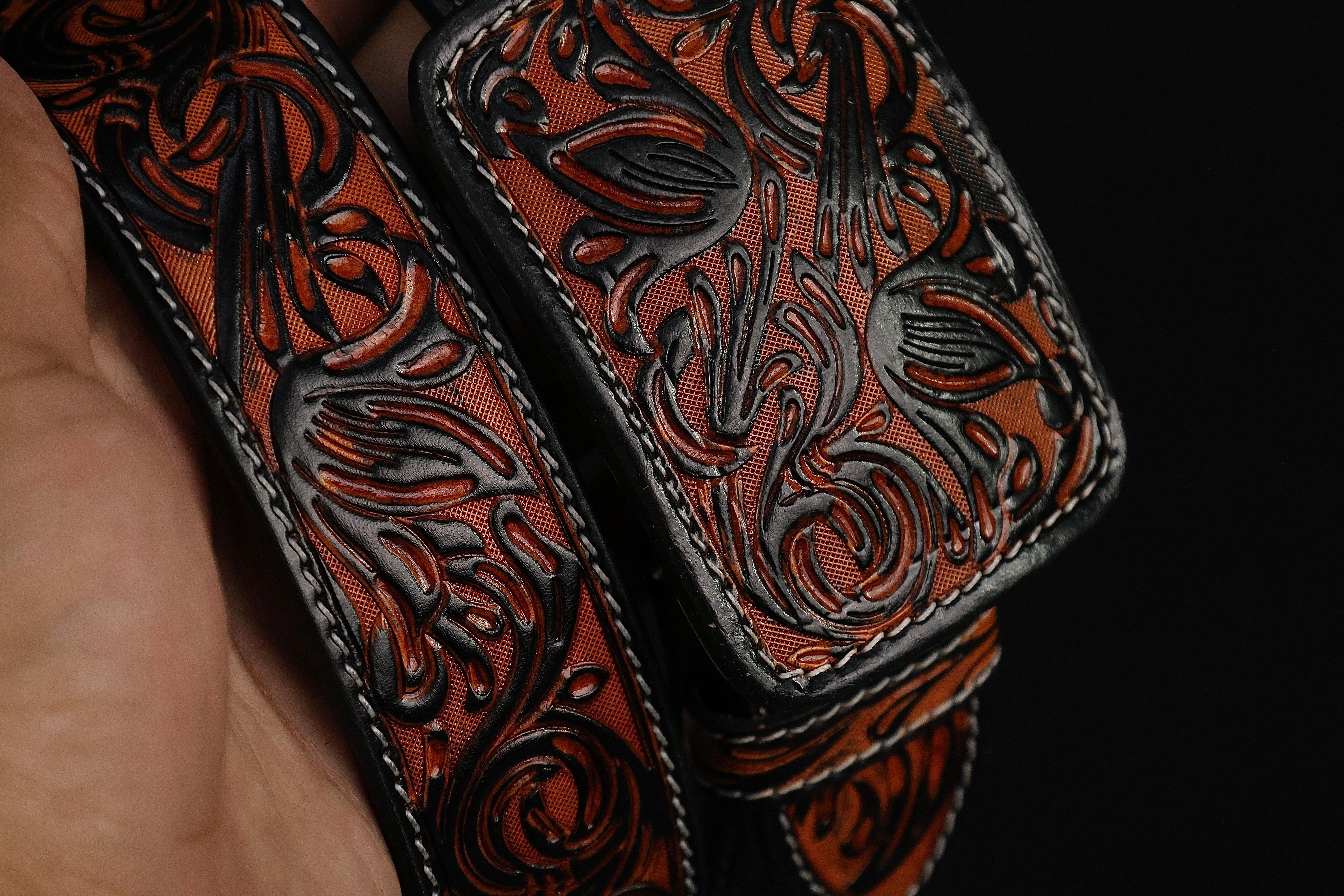 Cognac Hand-Tooled Belt